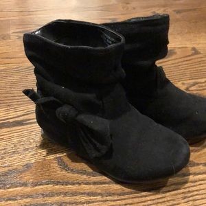 Girls Black Suede Slouch Boots